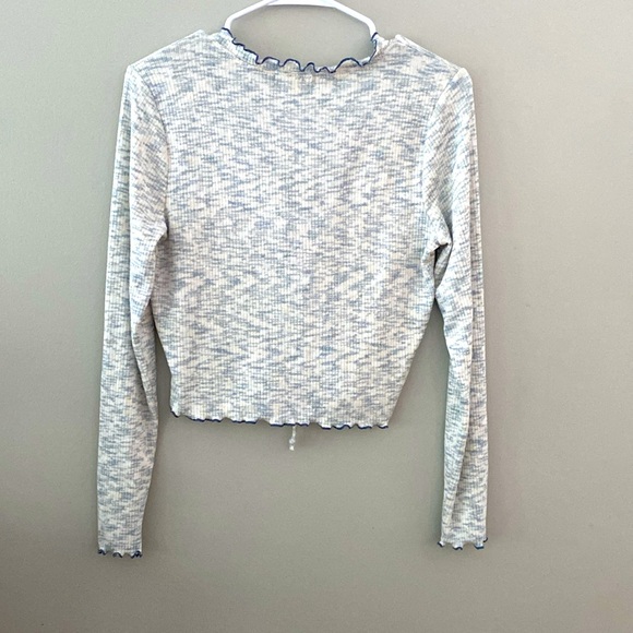 Womens Moa Moa Grey Cropped Tie Sweater Cardigan Sz.S - Picture 2 of 8